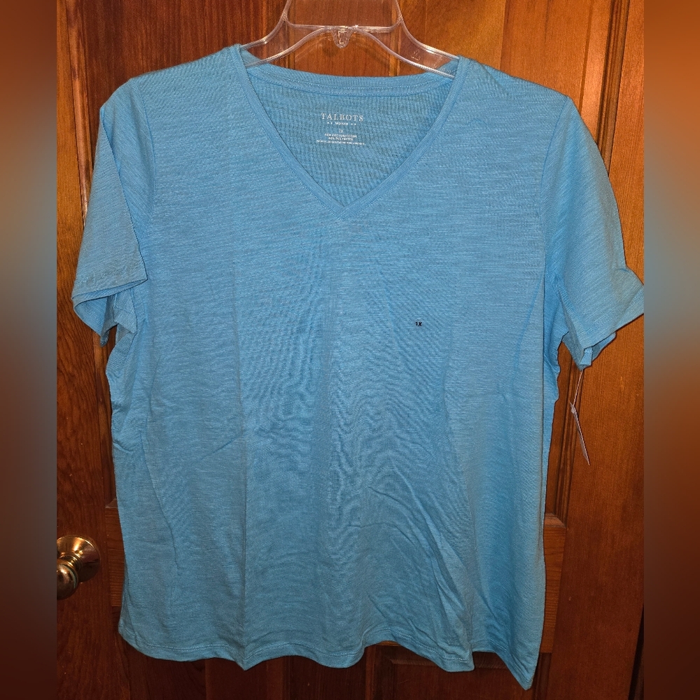 Talbots Women's Light Blue V-Neck Tee